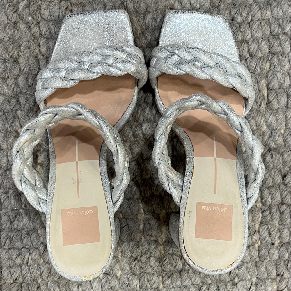 Dolce Vita Metallic Silver Braided Sandals - worn once!